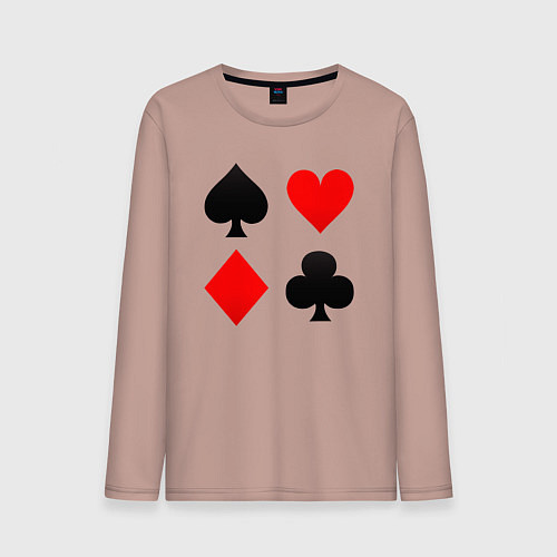 Мужской лонгслив Четыре масти игральных карт / Пыльно-розовый – фото 1