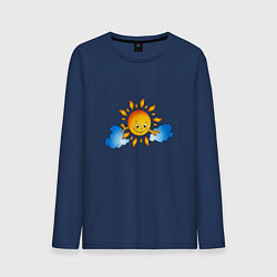 Лонгслив хлопковый мужской Солнышко и облака, цвет: тёмно-синий