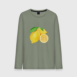 Лонгслив хлопковый мужской Сочные лимоны, цвет: авокадо