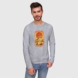Лонгслив хлопковый мужской Бездорожье и медведи, цвет: меланж — фото 2