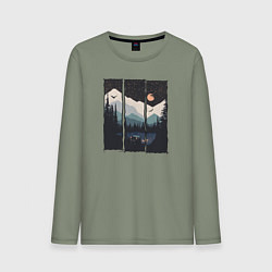 Лонгслив хлопковый мужской Бездорожье Сибирь, цвет: авокадо