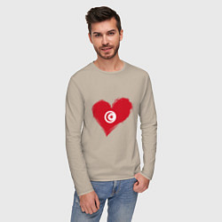 Лонгслив хлопковый мужской Сердце - Тунис, цвет: миндальный — фото 2