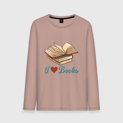 Мужской лонгслив Я люблю книги / Пыльно-розовый – фото 1