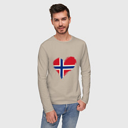 Лонгслив хлопковый мужской Сердце - Норвегия, цвет: миндальный — фото 2