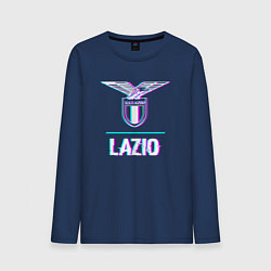 Лонгслив хлопковый мужской Lazio FC в стиле glitch, цвет: тёмно-синий