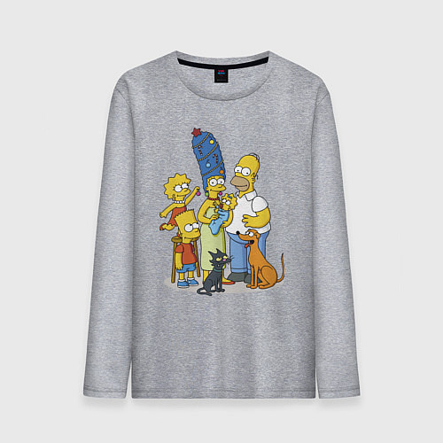 Мужской лонгслив Семейка Симпсонов встречает Новый Год! / Меланж – фото 1