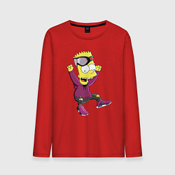Лонгслив хлопковый мужской Барт Симпсон в прыжке, цвет: красный