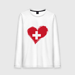 Лонгслив хлопковый мужской Сердце - Швейцария, цвет: белый