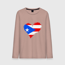 Лонгслив хлопковый мужской Сердце - Пуэрто-Рико, цвет: пыльно-розовый