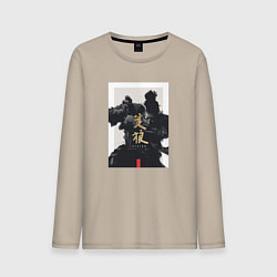 Лонгслив хлопковый мужской Секиро с катаной, цвет: миндальный