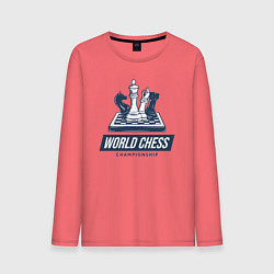 Лонгслив хлопковый мужской Чемпионат мира по шахматам, цвет: коралловый