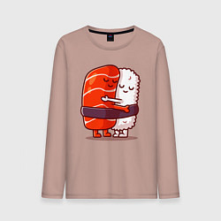 Лонгслив хлопковый мужской Суши Любимые Обнимашки, цвет: пыльно-розовый