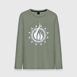 Лонгслив хлопковый мужской In flames - logo neon, цвет: авокадо