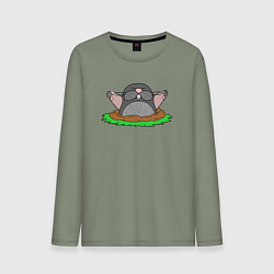 Лонгслив хлопковый мужской Крот в норке, цвет: авокадо
