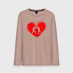 Лонгслив хлопковый мужской Бокс в моем сердце, цвет: пыльно-розовый
