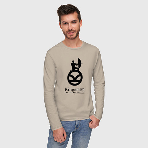Мужской лонгслив Kingsman Секретная служба - logo / Миндальный – фото 3