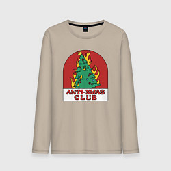 Лонгслив хлопковый мужской Anti xmas club, цвет: миндальный