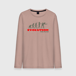 Лонгслив хлопковый мужской Эволюция в игрока в пул, цвет: пыльно-розовый