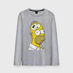 Лонгслив хлопковый мужской Гомер Симпсон - нет подключения к интернету, цвет: меланж