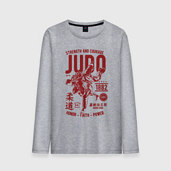Лонгслив хлопковый мужской Дзюдо единоборства, цвет: меланж