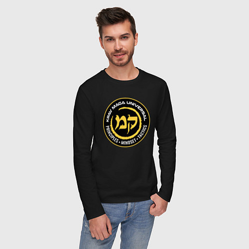 Мужской лонгслив Krav-maga emblem tactical defense system / Черный – фото 3