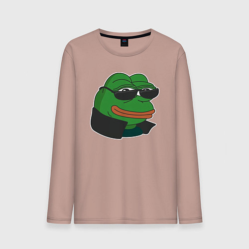 Мужской лонгслив Лягушонок Пепе крутой / Пыльно-розовый – фото 1