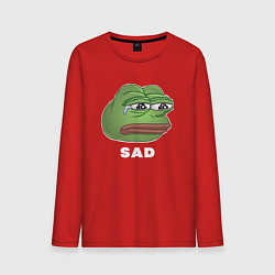 Лонгслив хлопковый мужской Sad Pepe art, цвет: красный