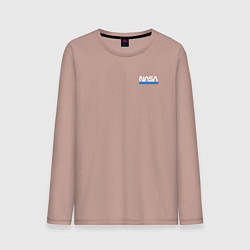 Лонгслив хлопковый мужской Nasa на кармане лого, цвет: пыльно-розовый