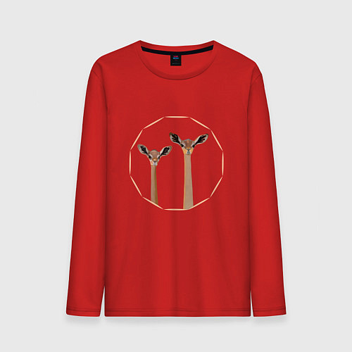 Мужской лонгслив Пара газелей геренук в рамочке / Красный – фото 1
