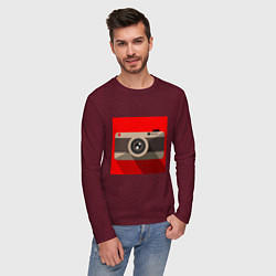 Лонгслив хлопковый мужской Фотоаппарат flat, цвет: меланж-бордовый — фото 2