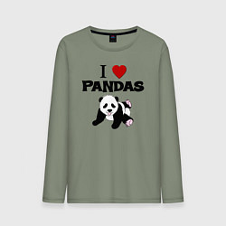 Лонгслив хлопковый мужской I love Panda - люблю панд, цвет: авокадо