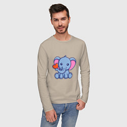 Лонгслив хлопковый мужской Love Elephant, цвет: миндальный — фото 2