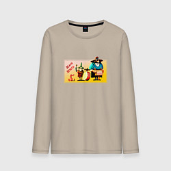 Лонгслив хлопковый мужской Делай деньги Остров сокровищ, цвет: миндальный