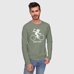Лонгслив хлопковый мужской Велосипед - Викинг, цвет: авокадо — фото 2