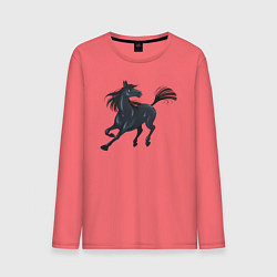 Лонгслив хлопковый мужской Лошадь мустанг, цвет: коралловый