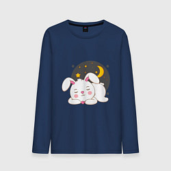 Лонгслив хлопковый мужской Спящий Зайка, цвет: тёмно-синий