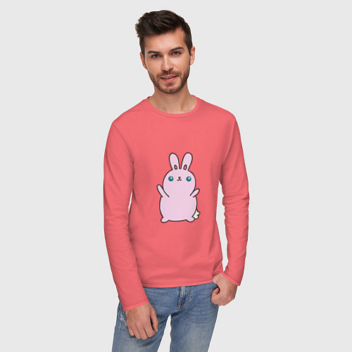 Мужской лонгслив Pink - Bunny / Коралловый – фото 3