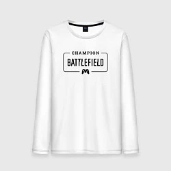 Лонгслив хлопковый мужской Battlefield gaming champion: рамка с лого и джойст, цвет: белый