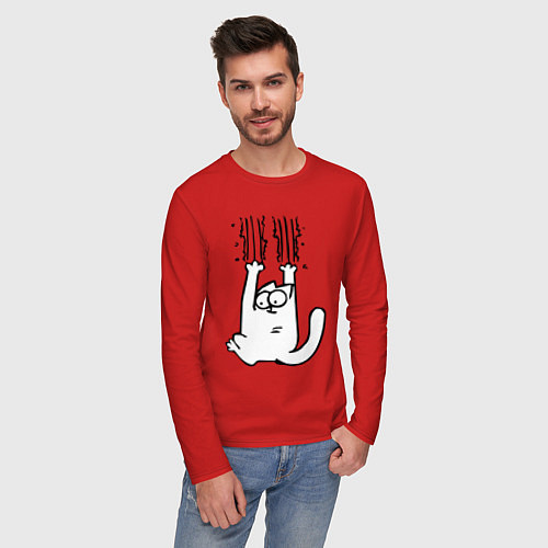 Мужской лонгслив Кот Саймона / Красный – фото 3