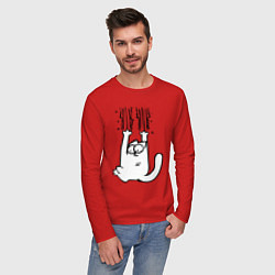 Лонгслив хлопковый мужской Кот Саймона, цвет: красный — фото 2