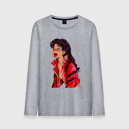 Мужской лонгслив Мисато Кацураги ahegao / Меланж – фото 1