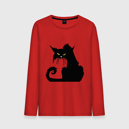 Мужской лонгслив Black cat / Красный – фото 1