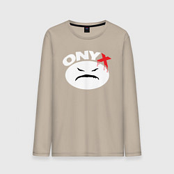 Лонгслив хлопковый мужской Onyx logo white, цвет: миндальный