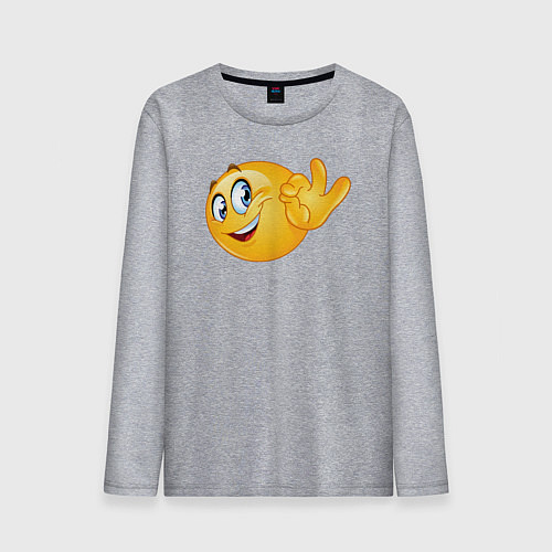 Мужской лонгслив Эмодзи - ОК / Меланж – фото 1
