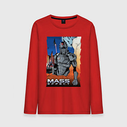 Лонгслив хлопковый мужской Mass Effect N7 - Warrior, цвет: красный
