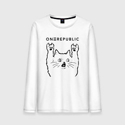 Лонгслив хлопковый мужской OneRepublic - rock cat, цвет: белый