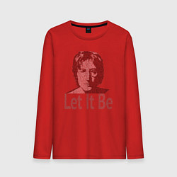 Лонгслив хлопковый мужской Портрет Джона Леннона и текст песни Let It Be, цвет: красный