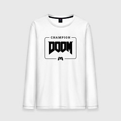 Лонгслив хлопковый мужской Doom gaming champion: рамка с лого и джойстиком, цвет: белый
