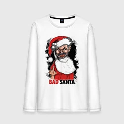 Лонгслив хлопковый мужской Bad Santa, fuck you, цвет: белый