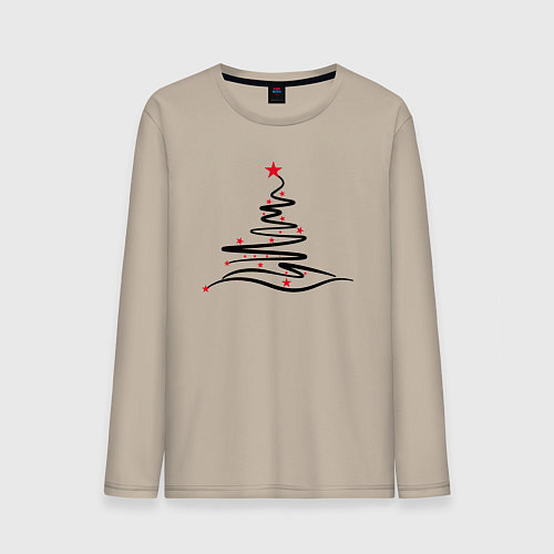 Мужской лонгслив Стильная Новогодняя Ёлка / Миндальный – фото 1